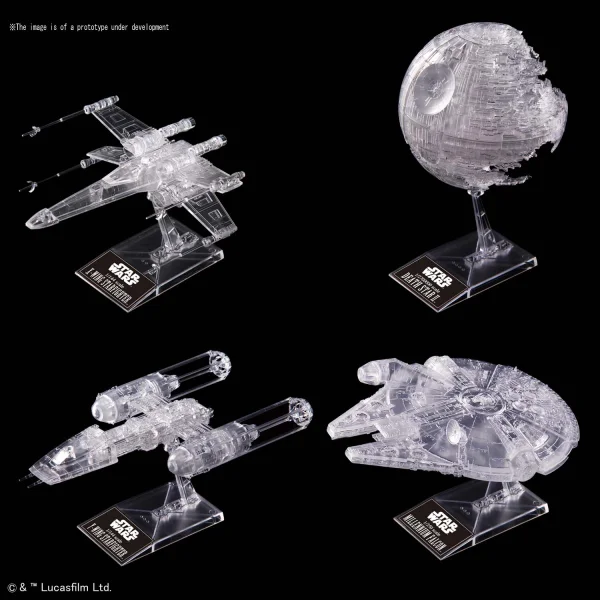 BANDAI HOBBY 1/144 & 1/350 & 1/2700000 STAR WARS: RETURN OF THE JEDI CLEAR VEHICLE SET - Star Wars