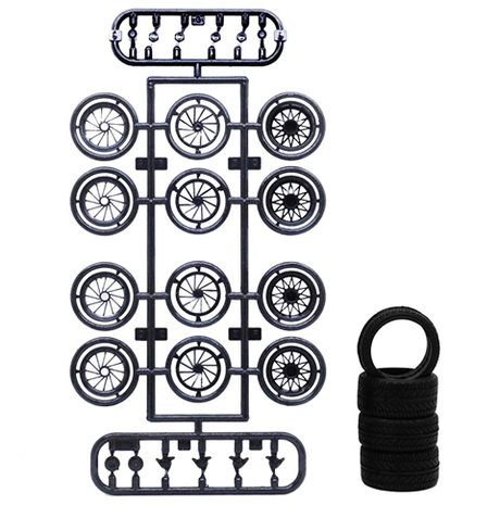 [Wheel-101] 1/24 Wire Mesh F/R Silver Narrow 17inch
