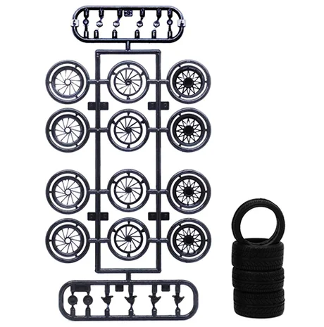 Fujimi [Wheel-101] 1/24 Wire Mesh F/R Silver Narrow 17inch - Kit Accessories
