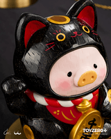 LuLu the Piggy - 18cm Wood-Carving Maneki Lu (Black Cat) 3