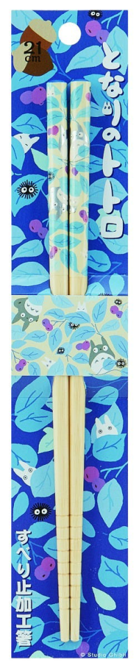 Blue Leaves and Silver Totoro Bamboo Chopsticks 2