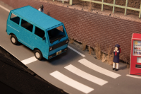 1/80 Scale Paper kit Town Corner Accessory Series kei van(white/blue/silver) 9