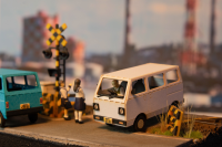 1/80 Scale Paper kit Town Corner Accessory Series kei van(white/blue/silver) 7