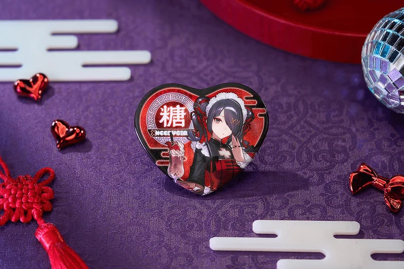 GoodSmile Moment Needy Streamer Chinese Restaurant Series Heart-Shaped Pinback Button Ame - NEEDY STREAMER OVERLOAD
